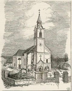Church of D. M. in Polje near Ljubljana after the Earthquake by Gaspar Porenta